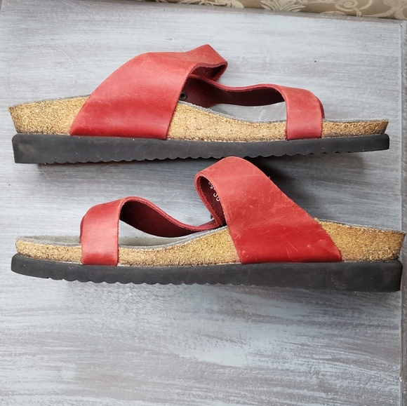 Mephisto Red Leather Footbed Sandals Women's Size 7-7½ (size 38) (sb205) - Picture 11 of 13